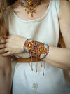 Macrame bohemian bracelet with tiger's eye & amethyst stones, Festival jewelry