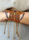 Macrame bohemian bracelet with tiger's eye & amethyst stones, Festival jewelry
