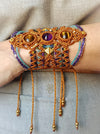 Macrame bohemian bracelet with tiger's eye & amethyst stones, Festival jewelry