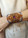 Macrame bohemian bracelet with tiger's eye & amethyst stones, Festival jewelry