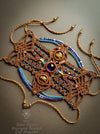 Macrame bohemian bracelet with tiger's eye & amethyst stones, Festival jewelry