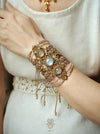 Macrame bracelet with Moonstone & Prehnite natural stones