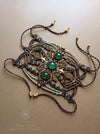 Macrame hippie bracelet with emerald Agate crystals, Festival handmade jewellery