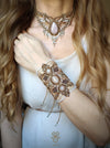 Rose Quartz macrame cuff bracelet with cultured pearls, Fairy jewelry