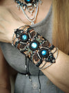 Labradorite boho macrame bracelet with silver details, Unique forest cuff