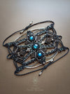 Labradorite boho macrame bracelet with silver details, Unique forest cuff