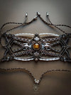 New macrame bracelet with Tiger's eye & cultured pearls, Elegant party-cuff