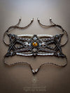 Tiger's eye macrame bracelet with pearls & silver adornments, Tribal macrame cuff