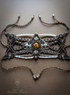 Macrame bracelet with Tiger's eye & cultured pearls, Tribal party-cuff