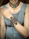 Labradorite macrame bracelet with golden details, Festival bracelet