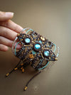 Labradorite macrame bracelet with golden details, Festival bracelet