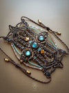 Labradorite macrame bracelet with golden details, Festival bracelet