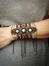 Labradorite macrame bracelet with golden details, Festival bracelet