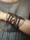 Labradorite macrame bracelet with golden details, Festival bracelet