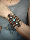Labradorite macrame bracelet with golden details, Festival bracelet