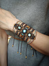 Labradorite macrame bracelet with golden details, Festival bracelet