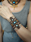 Labradorite macrame bracelet with golden details, Festival bracelet