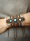 Labradorite macrame bracelet with golden details, Festival bracelet