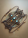 Labradorite macrame bracelet with golden details, Festival bracelet