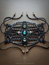 New Labradorite & Prehnite macrame bracelet, Festival cuff tribal style