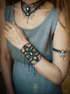 New Labradorite & Prehnite macrame bracelet, Festival cuff tribal style