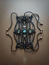 New Labradorite & Prehnite macrame bracelet, Festival cuff tribal style