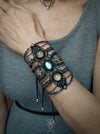 Labradorite & Prehnite macrame bracelet, Festival macrame cuff 
