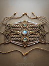 Moonstone & Prehnite macrame tribal bracelet, Native American jewelry