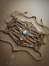 Moonstone & Prehnite macrame tribal bracelet, Native American jewelry