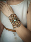 Labradorite Prehnite macrame braceletwith silver-plated beads