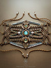 Labradorite & Prehnite macrame cuff bracelet, Festival style