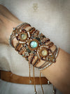 Labradorite & Prehnite macrame cuff bracelet, Festival style