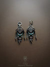 Native American macrame earrings with dangling elements, Dreamcatcher earrings