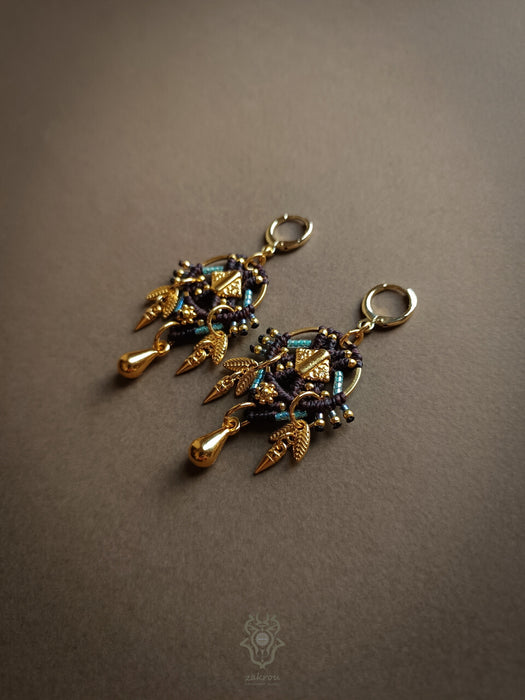 Bohemian chic macrame earrings with drops, Festival earrings native style
