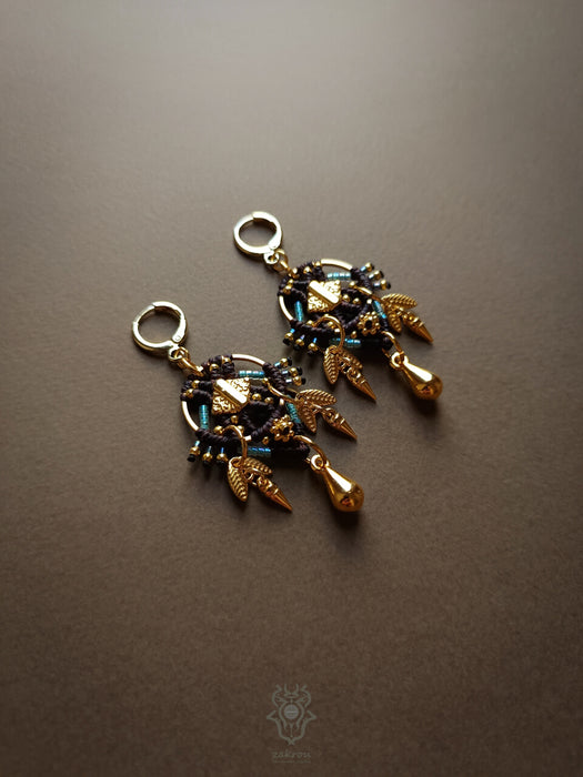 Bohemian chic macrame earrings with drops, Festival earrings native style