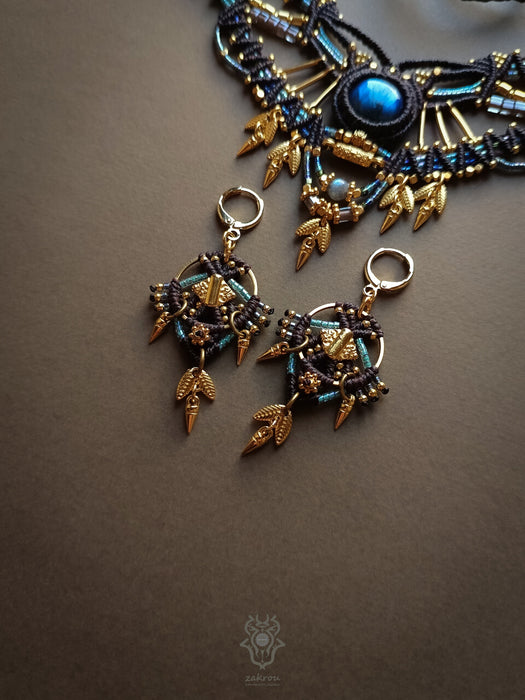 New festival beaded macrame earrings, Tribal chic dangle earrings