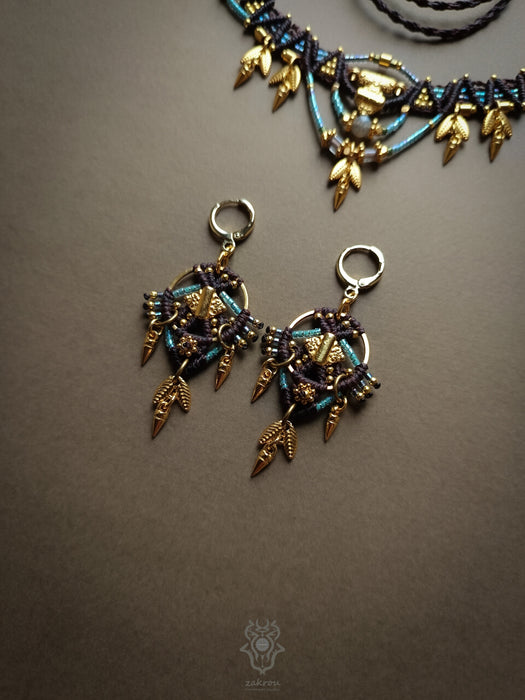 Beaded macrame earrings, Ethnic dangle earrings