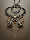 Tribal macrame jewelry set, Macrame choker & earrings