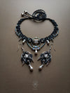 Bohemian macrame earrings with drops, Macrame choker necklace