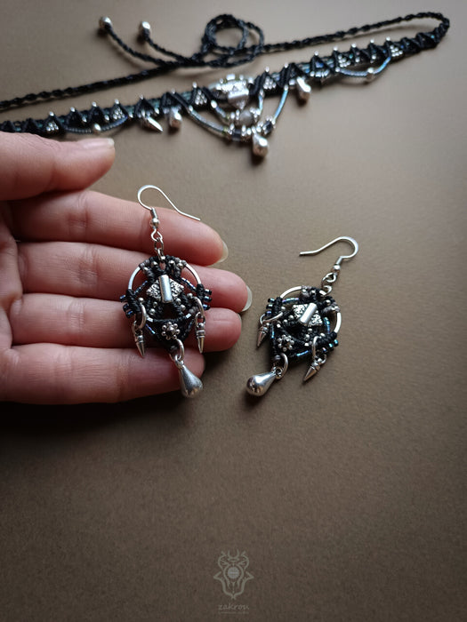 New bohemian macrame earrings with drops, Elegant earrings native style