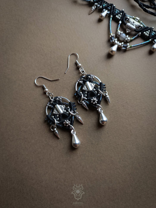 New bohemian macrame earrings with drops, Elegant earrings native style