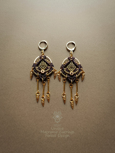 New bohemian macrame earrings, Festival earrings modern native style