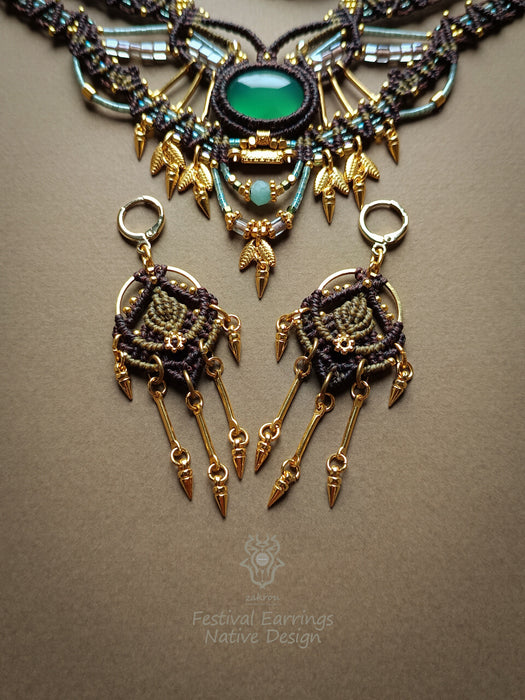 New bohemian macrame earrings, Festival lever back earrings 
