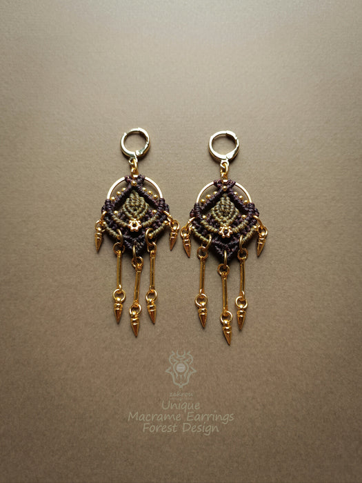 New bohemian macrame earrings, Festival earrings modern native style