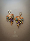 Bohemian macrame earrings with Amethyst & Tiger's eye pearls, Dreamcatcher earrings