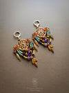 Bohemian macrame earrings with Amethyst & Tiger's eye pearls, Dreamcatcher earrings
