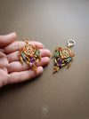 Bohemian macrame earrings with Amethyst & Tiger's eye pearls, Dreamcatcher earrings