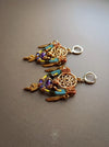Bohemian macrame earrings with Amethyst & Tiger's eye pearls, Dreamcatcher earrings