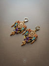 Bohemian macrame earrings with Amethyst & Tiger's eye pearls, Dreamcatcher earrings