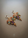 Bohemian macrame earrings with Amethyst & Tiger's eye pearls, Dreamcatcher earrings